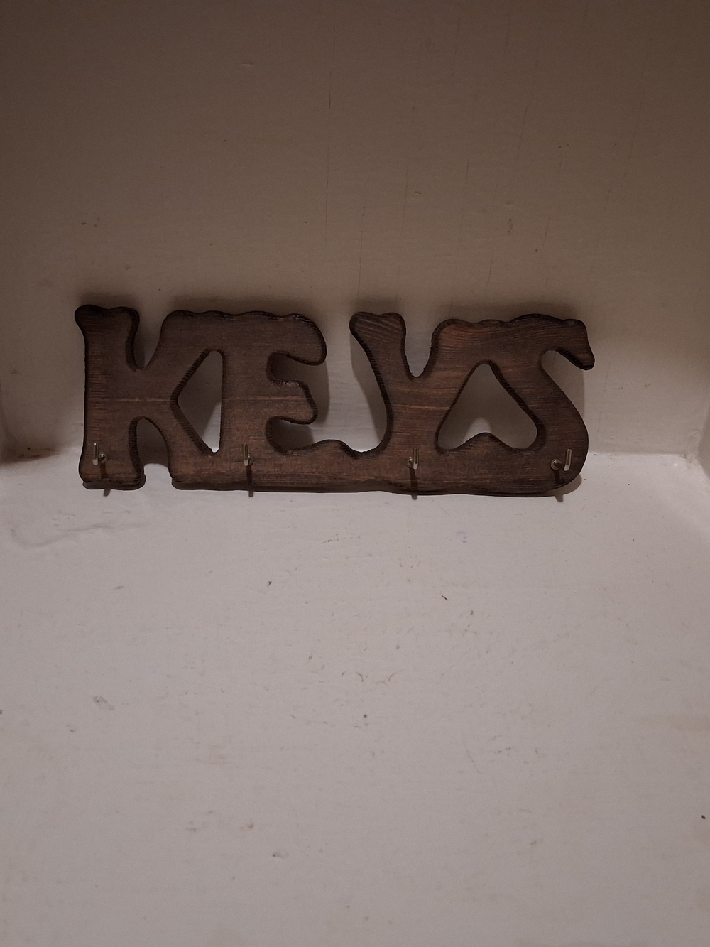 Vintage Wooden "Keys" Wall Hanger With Hooks